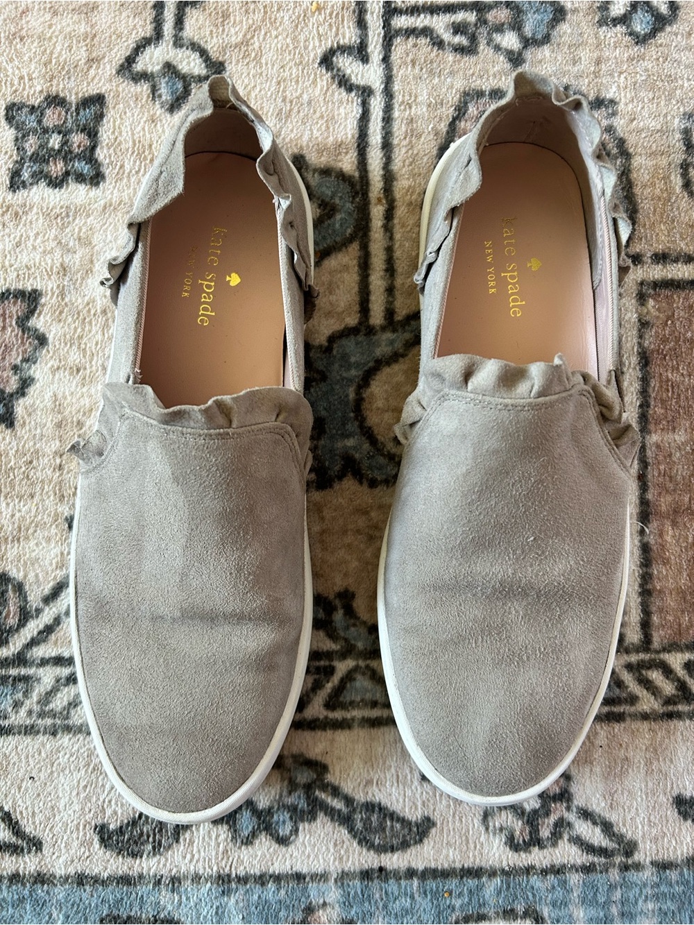 Kate Spade Lilly Suede Ruffle Slip On Sneakers 7.5